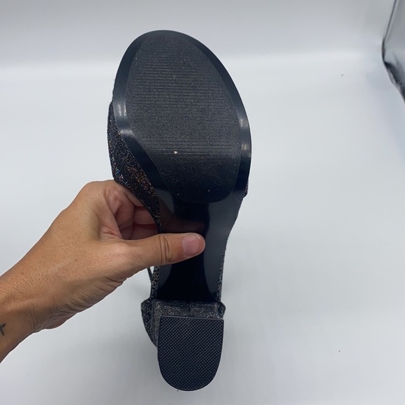 Steve Madden - Gonzo Black Glitter Block Heels Size 8.5 - Picture 15 of 15